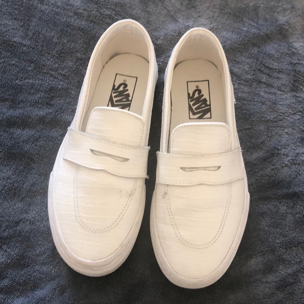 White Vans slip ons